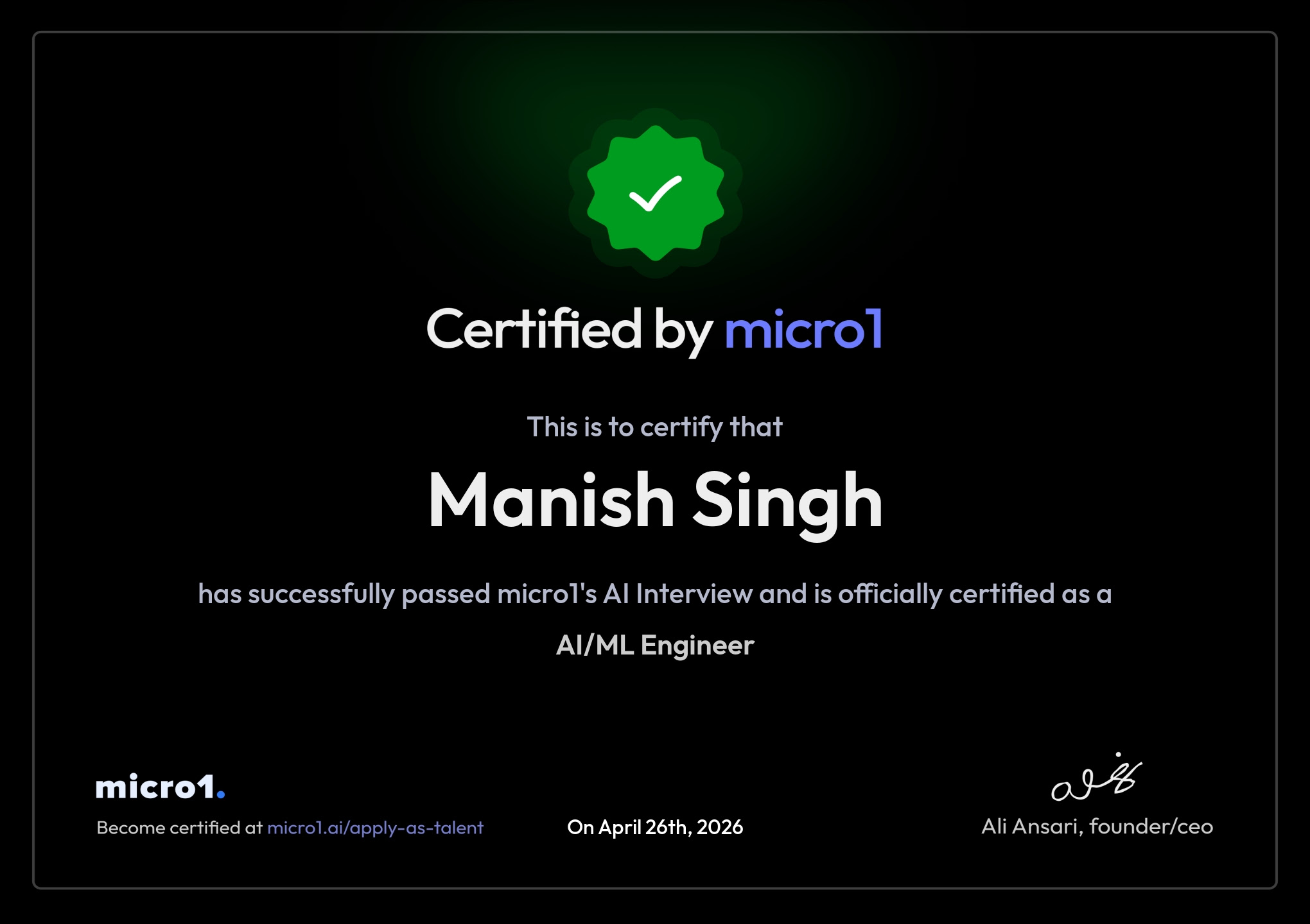 AI/ML Engineer Certification
